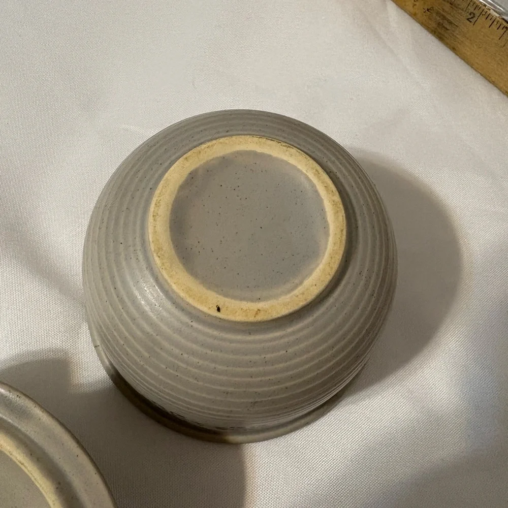 Vintage Pfaltzgraff Folk Art‎ stoneware sugar bowl lid Pottery Gray Blue